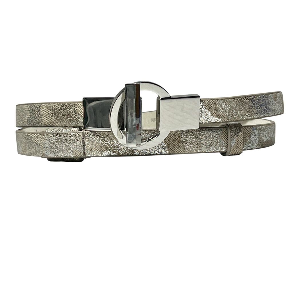 Vintage Chico's Faux Snakeskin Leather Womens Waist Belt Beige Sz M L XL 30-45"